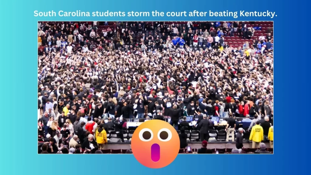 South Carolina students storm the court after beating Kentucky