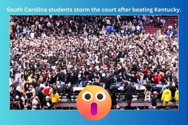 South Carolina students storm the court after beating Kentucky